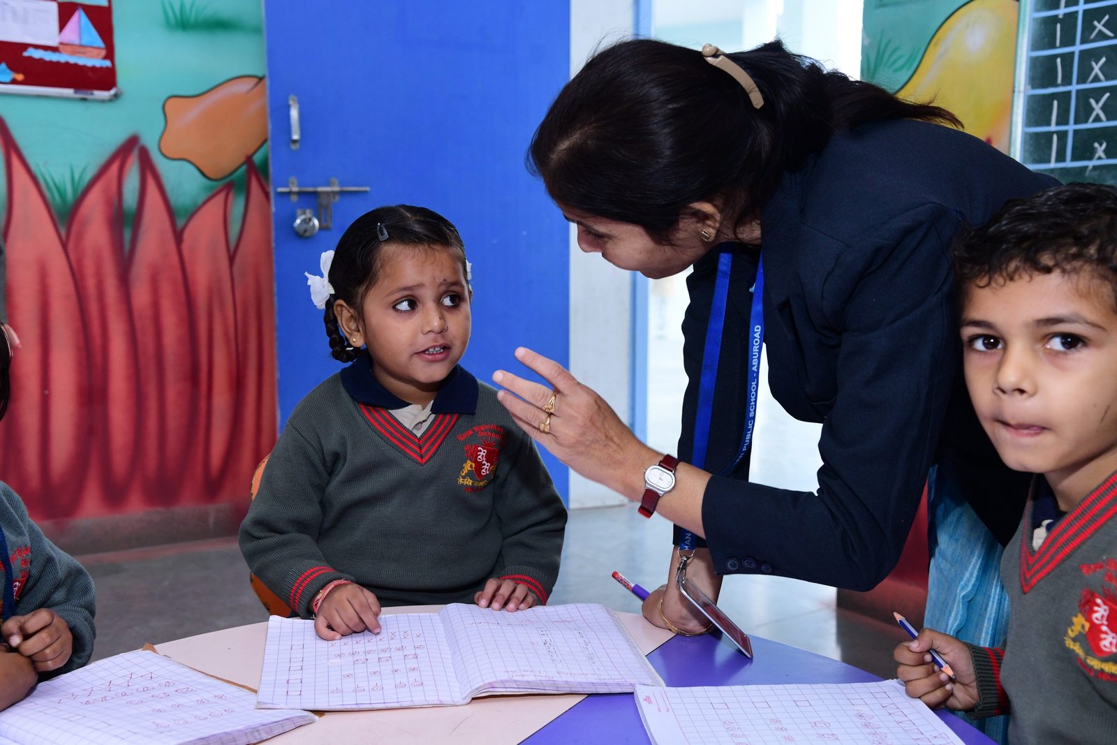 Teacher with students